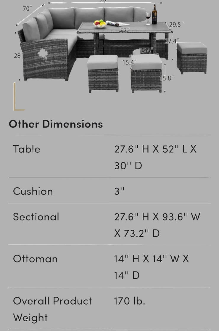 9 person Outdoor Patio Set